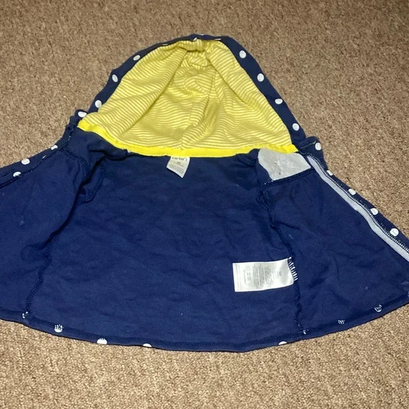 ❤️Carter's Navy Polka Dot Hooded Jacket with Yellow Lining - Picture 8 of 9